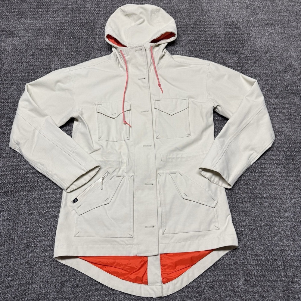 Mountain Hardwear Outdoor Parka Jacket Womens Small White Hooded Lined Pockets